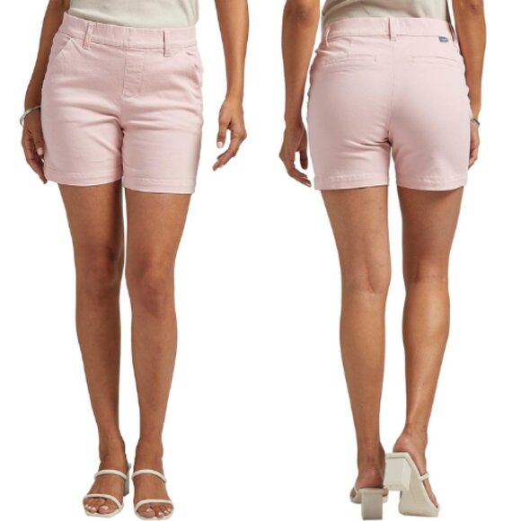 Jag Women's Maddie Twill Mid Rise 5" In Pull-On Bermuda Shorts Pink Size 12 NWT - Picture 1 of 7